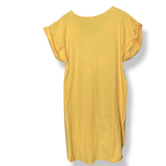 Oversized‎ T-Shirt Swimsuit Cover-Up Sleepshirt Butterflies Flowers Sz 1X Yellow - Picture 2 of 15